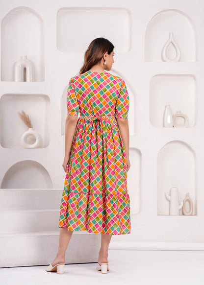 WOMOON Multi color Printed Pure Cotton Anarkali Maternity Kurta for her