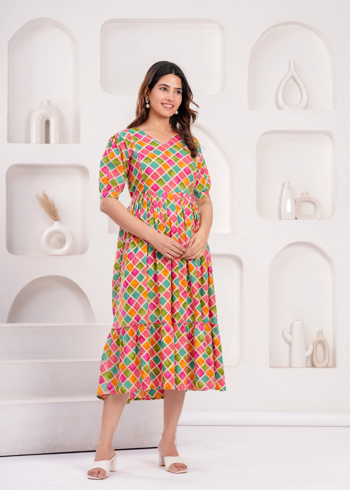 WOMOON Multi color Printed Pure Cotton Anarkali Maternity Kurta for her