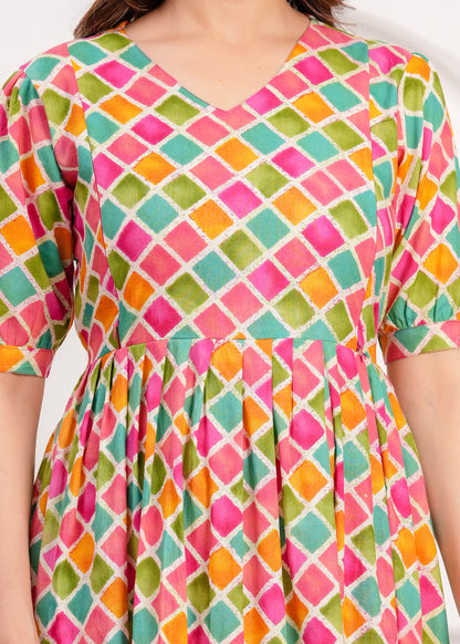 WOMOON Multi color Printed Pure Cotton Anarkali Maternity Kurta for her