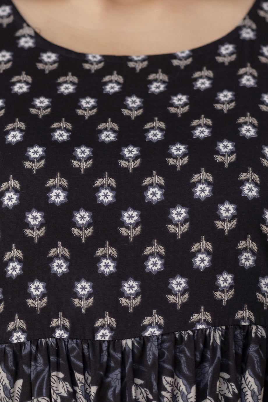 WOMOON Anarkali Black Maternity Gown | Pure Cotton Feeding | Maternity Gown For Her