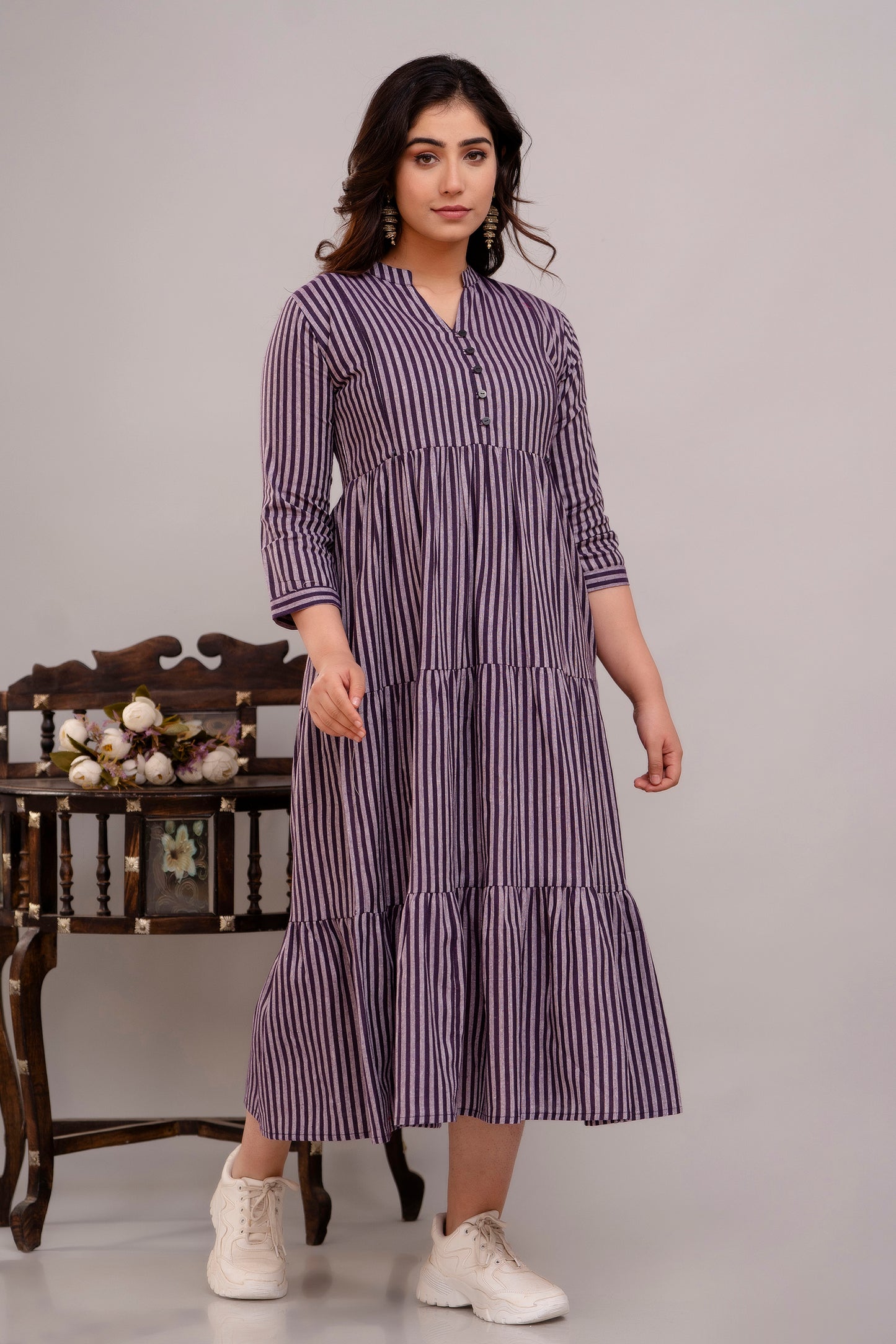 WOMOON Anarkali South Jamuni Cotton Printed Flared Maternity Dress