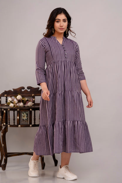 WOMOON Anarkali South Jamuni Cotton Printed Flared Maternity Dress