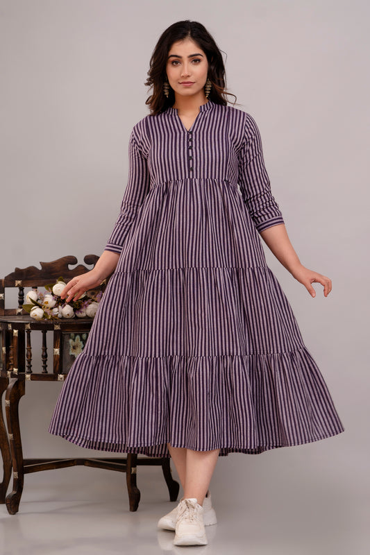 WOMOON Anarkali South Jamuni Cotton Printed Flared Maternity Dress