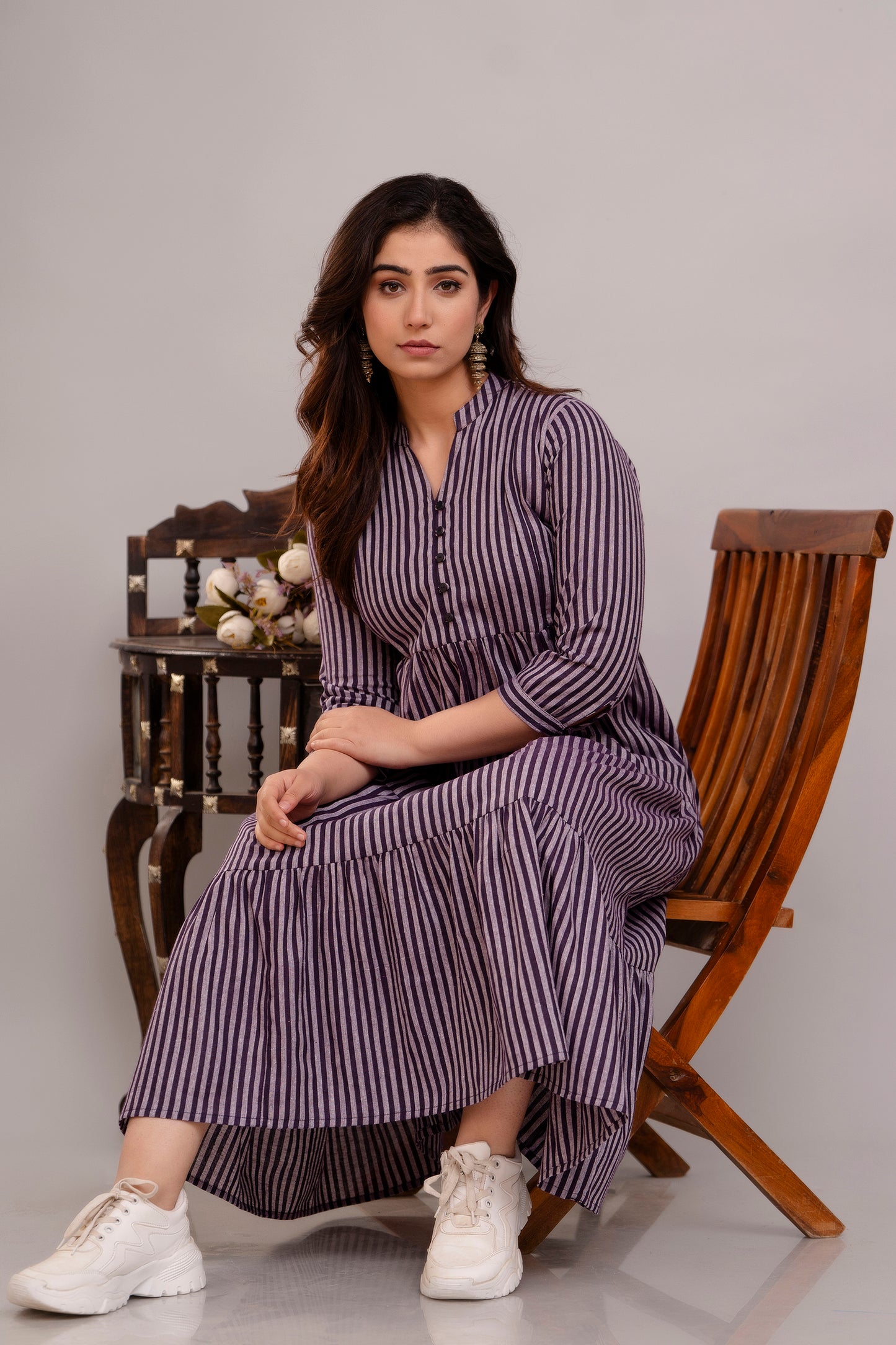 WOMOON Anarkali South Jamuni Cotton Printed Flared Maternity Dress