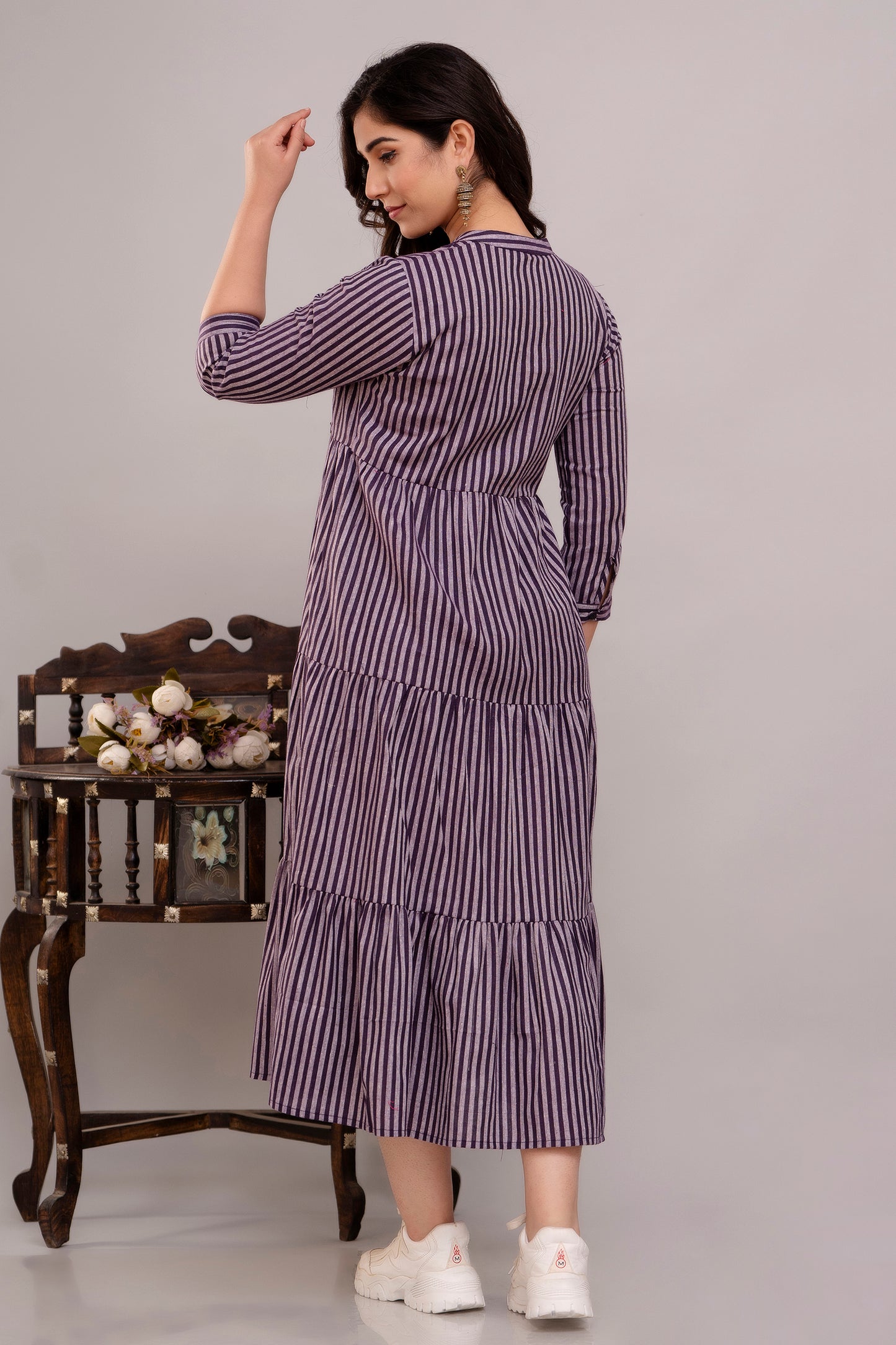 WOMOON Anarkali South Jamuni Cotton Printed Flared Maternity Dress