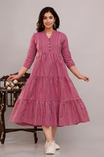 WOW South Wine Cotton Trendy Flared Maternity Dress