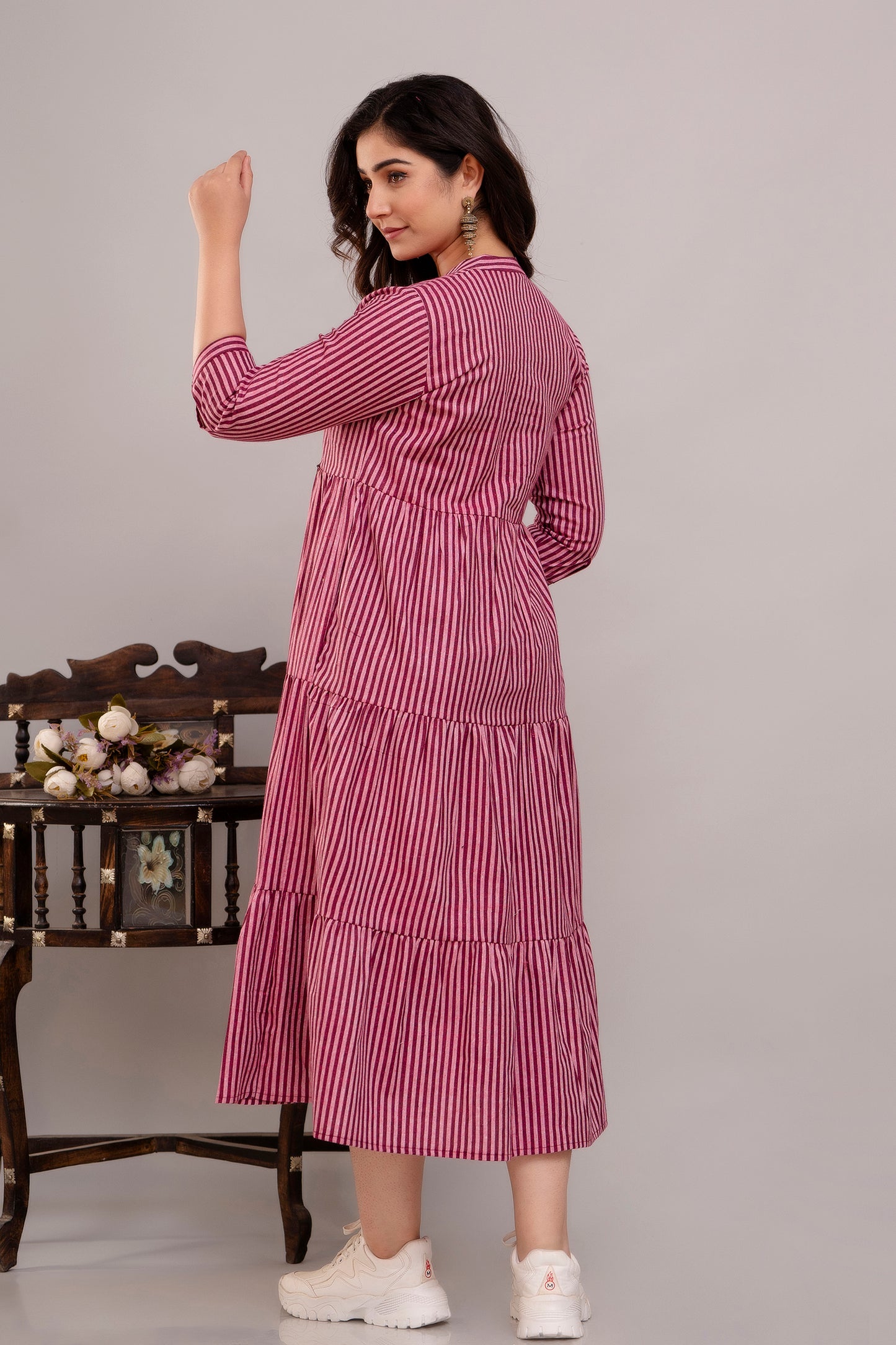 WOMOON Anarkali South Jamuni Cotton Printed Flared Maternity Dress