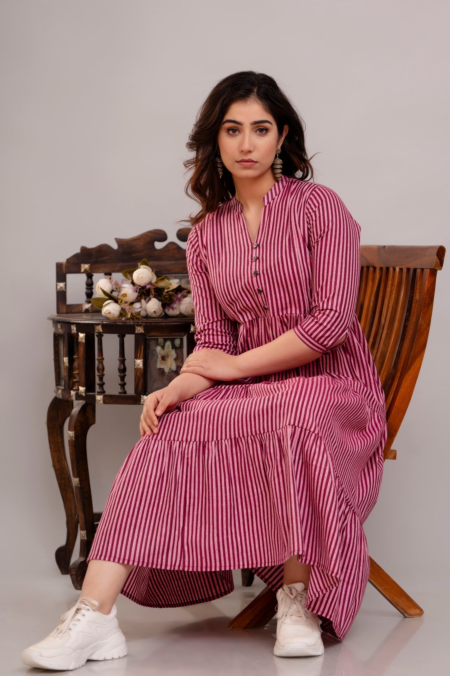 WOMOON Anarkali South Jamuni Cotton Printed Flared Maternity Dress