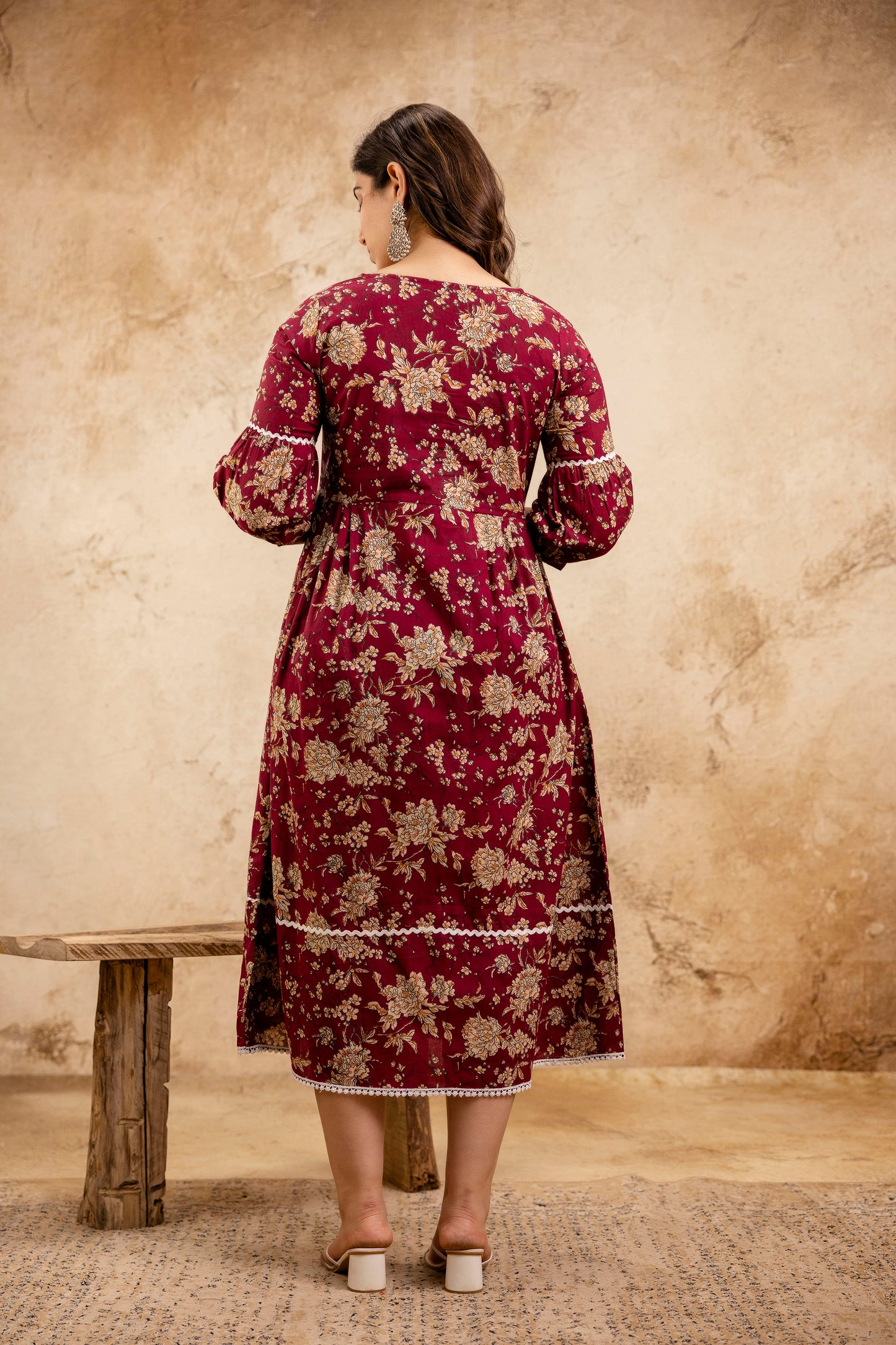 WOMOON flower printed maternity dress Wine