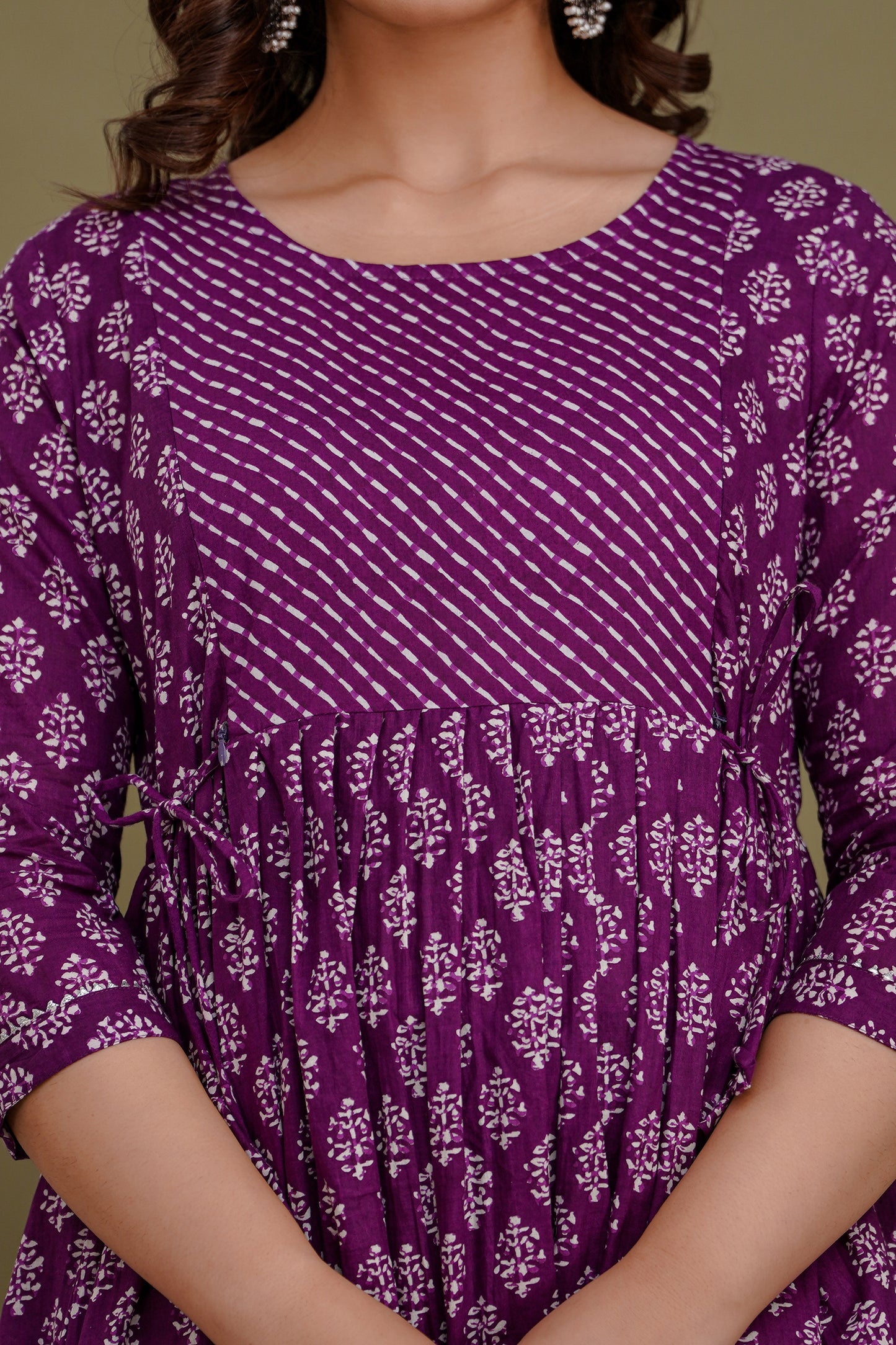 WOMOON Purple printed Maternity and Feeding Gown for her